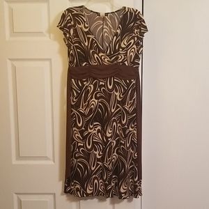 Brown and Cream Dress with Sash
